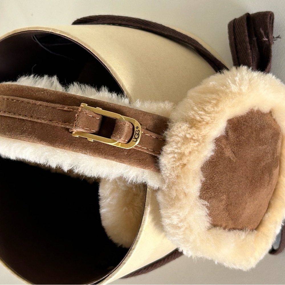 UGG Shearling Earmuffs in Brown and Cream